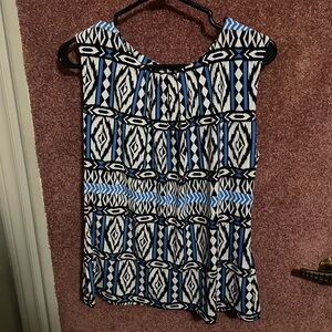 Calvin Klein Blue and Black Geometric Blouse